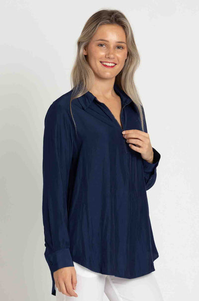 Mela Purdie - Zip Front Shirt in Mache in Denim