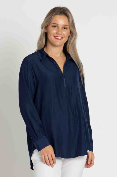 Mela Purdie - Zip Front Shirt in Mache in Denim