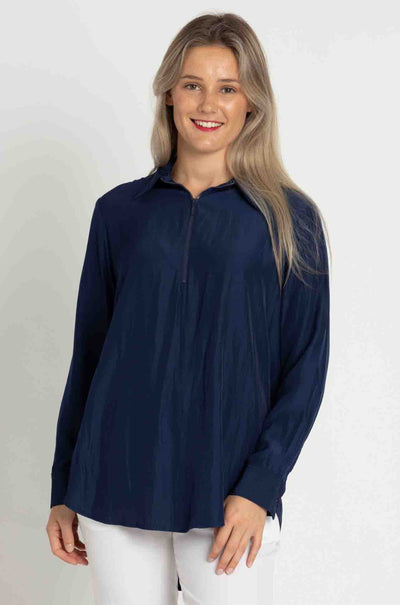 Mela Purdie - Zip Front Shirt in Mache in Denim