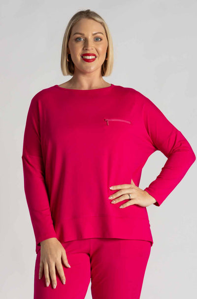 Mela Purdie - Zip Pocket Sweater in Cerise