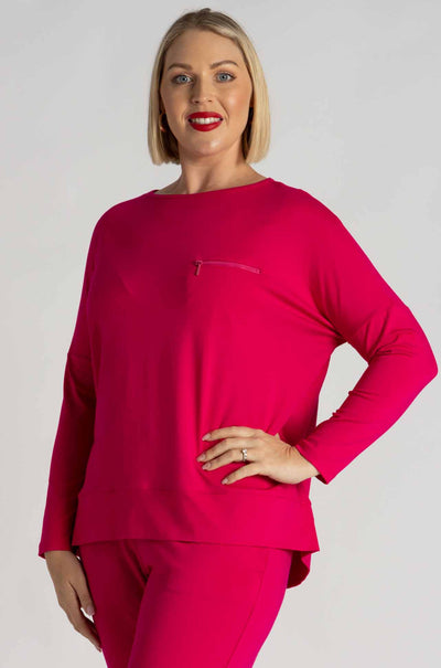 Mela Purdie - Zip Pocket Sweater in Cerise