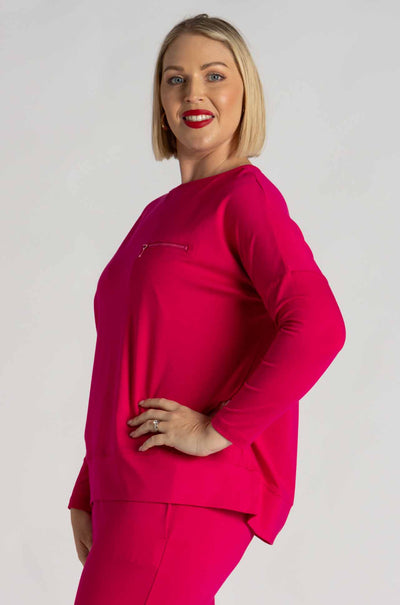 Mela Purdie - Zip Pocket Sweater in Cerise