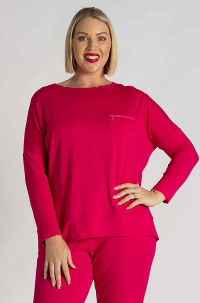 Mela Purdie - Zip Pocket Sweater in Cerise