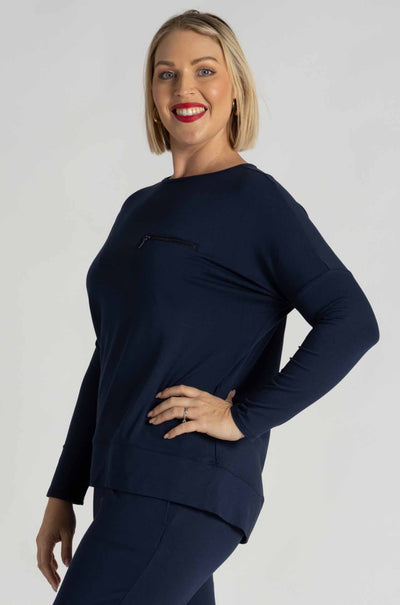 Mela Purdie - Zip Pocket Sweater in Sapphire