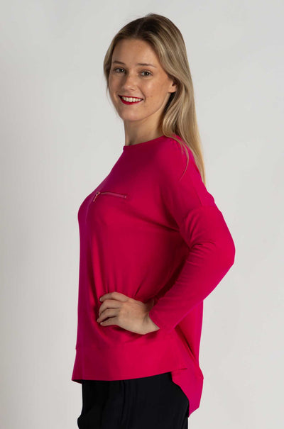 Mela Purdie - Zip Pocket Sweater in Cerise