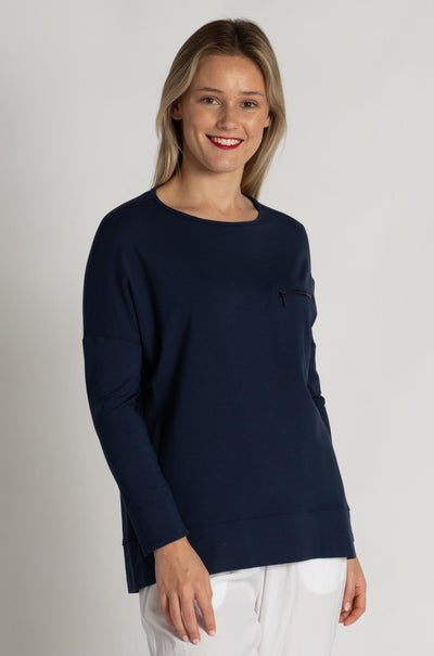 Mela Purdie - Zip Pocket Sweater in Sapphire