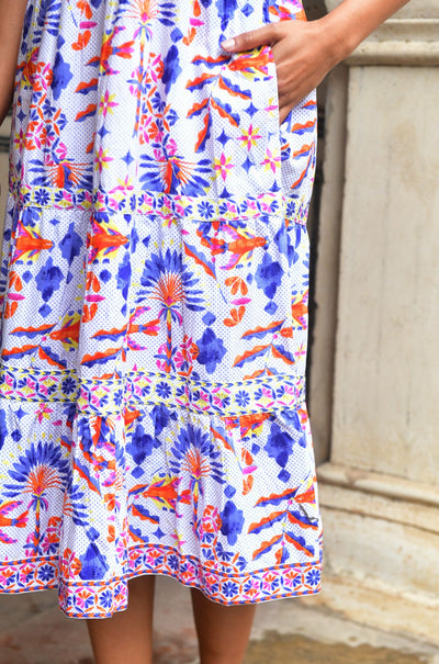 Azure and Indigo - Bird Of Paradise Day Dress