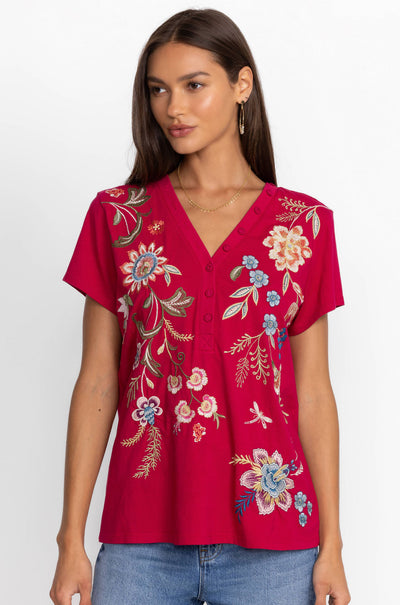 Johnny Was - Button Neck Knit Tee - Julianna