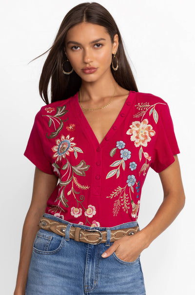 Johnny Was - Button Neck Knit Tee - Julianna