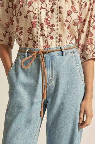 Zoe Kratzmann - corded belt in cinnamon suede
