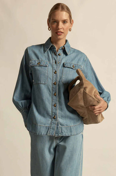 Zoe Kratzmann - crest top in light washed denim