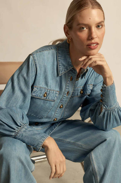 Zoe Kratzmann - crest top in light washed denim