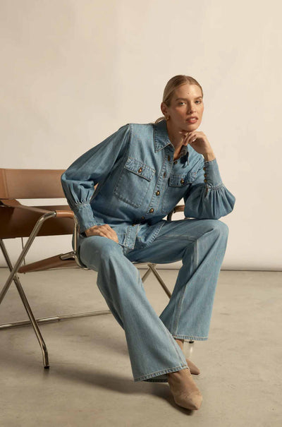 Zoe Kratzmann - crest top in light washed denim