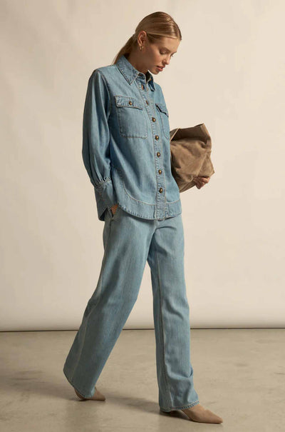 Zoe Kratzmann - crest top in light washed denim