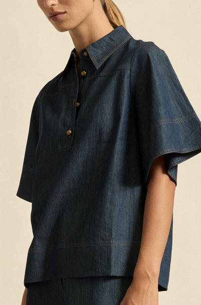 zoe kratzmann - insinuate top in dark chambray