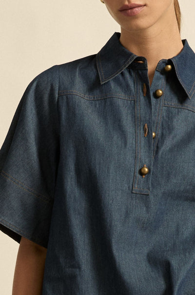 zoe kratzmann - insinuate top in dark chambray