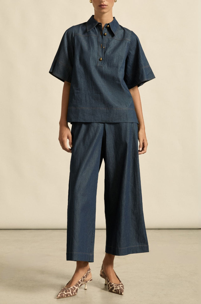 zoe kratzmann - insinuate top in dark chambray