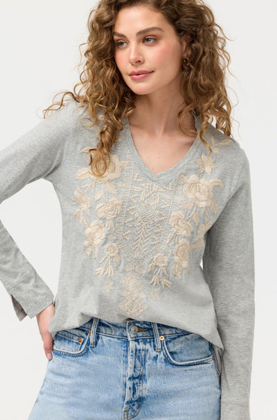 Johnny Was - Slit Sleeve Tee in Carmelita