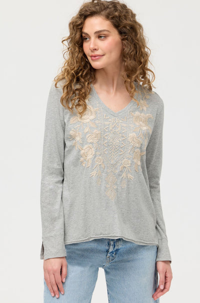 Johnny Was - Slit Sleeve Tee in Carmelita