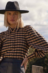 zoe kratzmann - mirage top in toffee black check