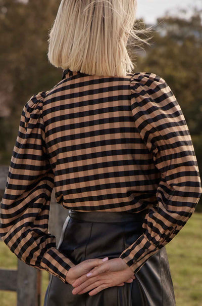 zoe kratzmann - mirage top in toffee black check