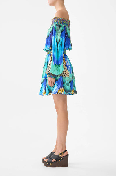 Camilla - Jungle Flight Off Shoulder Short Dress