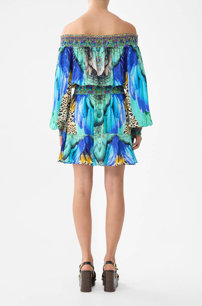 Camilla - Jungle Flight Off Shoulder Short Dress