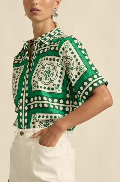zoe kratzmann - pixel top in parrot scarf