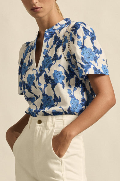 zoe kratzmann - recollect top in azure bouquet