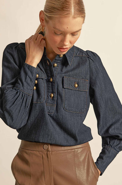 Zoe Kratzmann - resonate top in dark denim