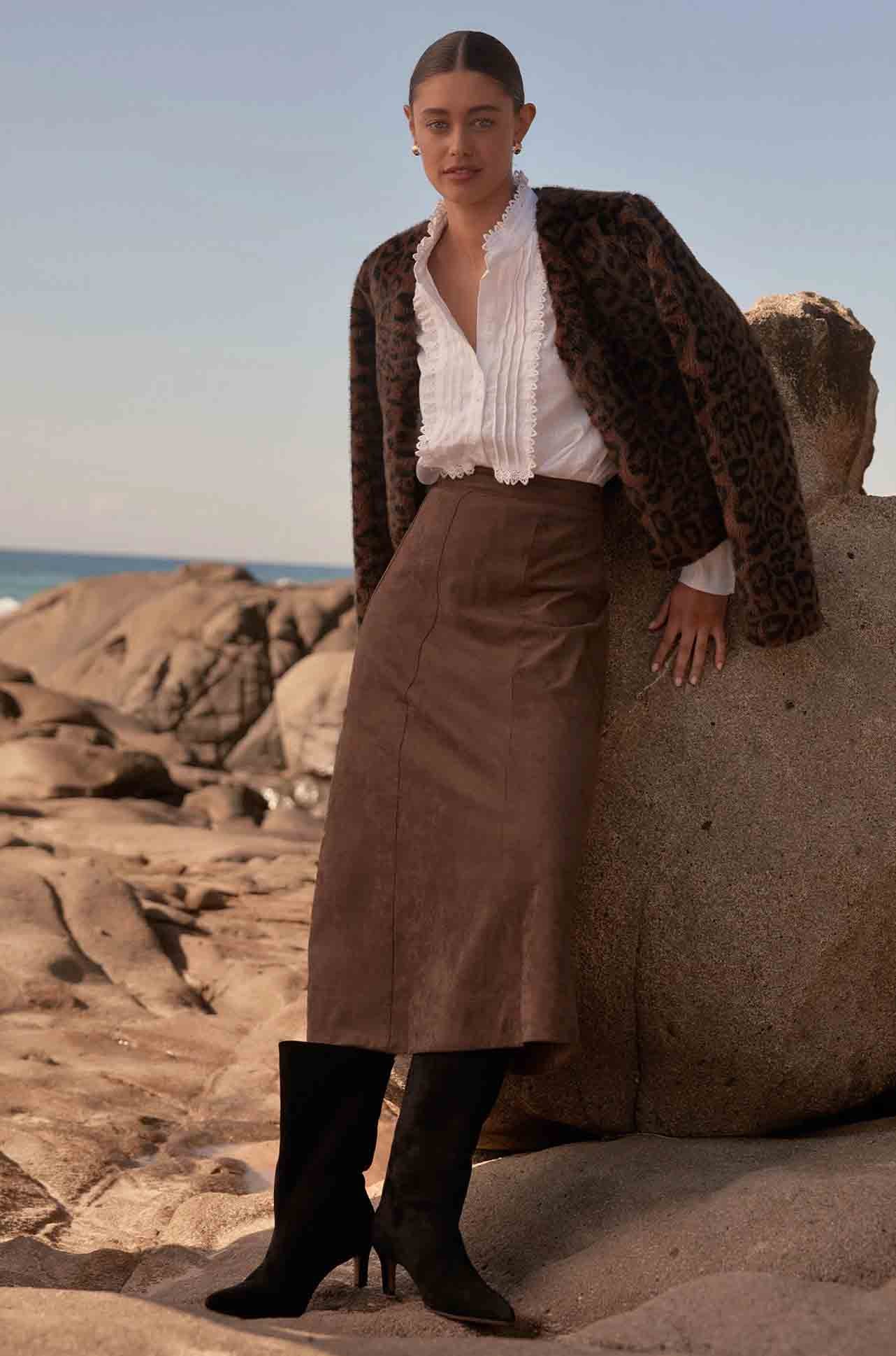 Zoe Kratzmann - stellar skirt in mocha