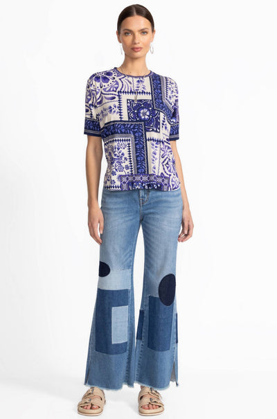 Johnny Was - The Janie Favorite Oversized Cropped Tee in Starling