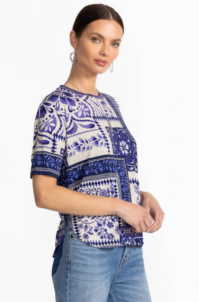 Johnny Was - The Janie Favorite Oversized Cropped Tee in Starling