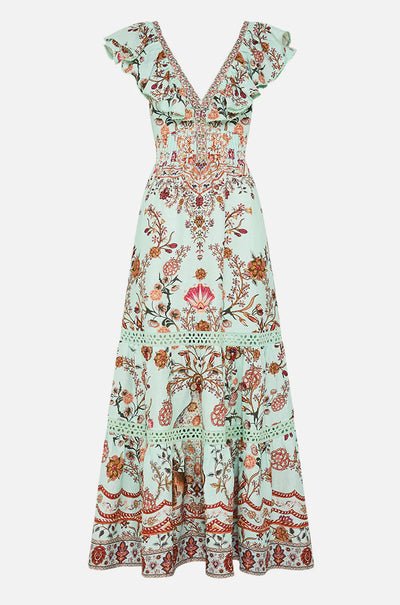 Camilla - Weaving Worlds Tiered Dress With Neck Frill