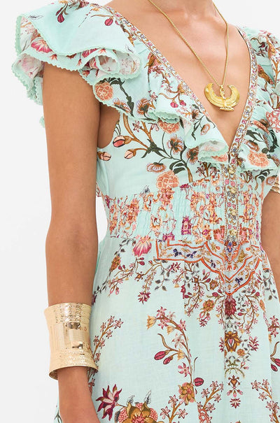 Camilla - Weaving Worlds Tiered Dress With Neck Frill