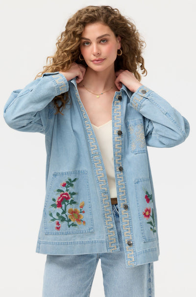 Johnny Was - Oversized Denim Trucker Jacket in Sunnie