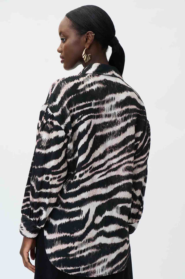Joseph Ribkoff Linen Blend Animal Print Culotte Pants