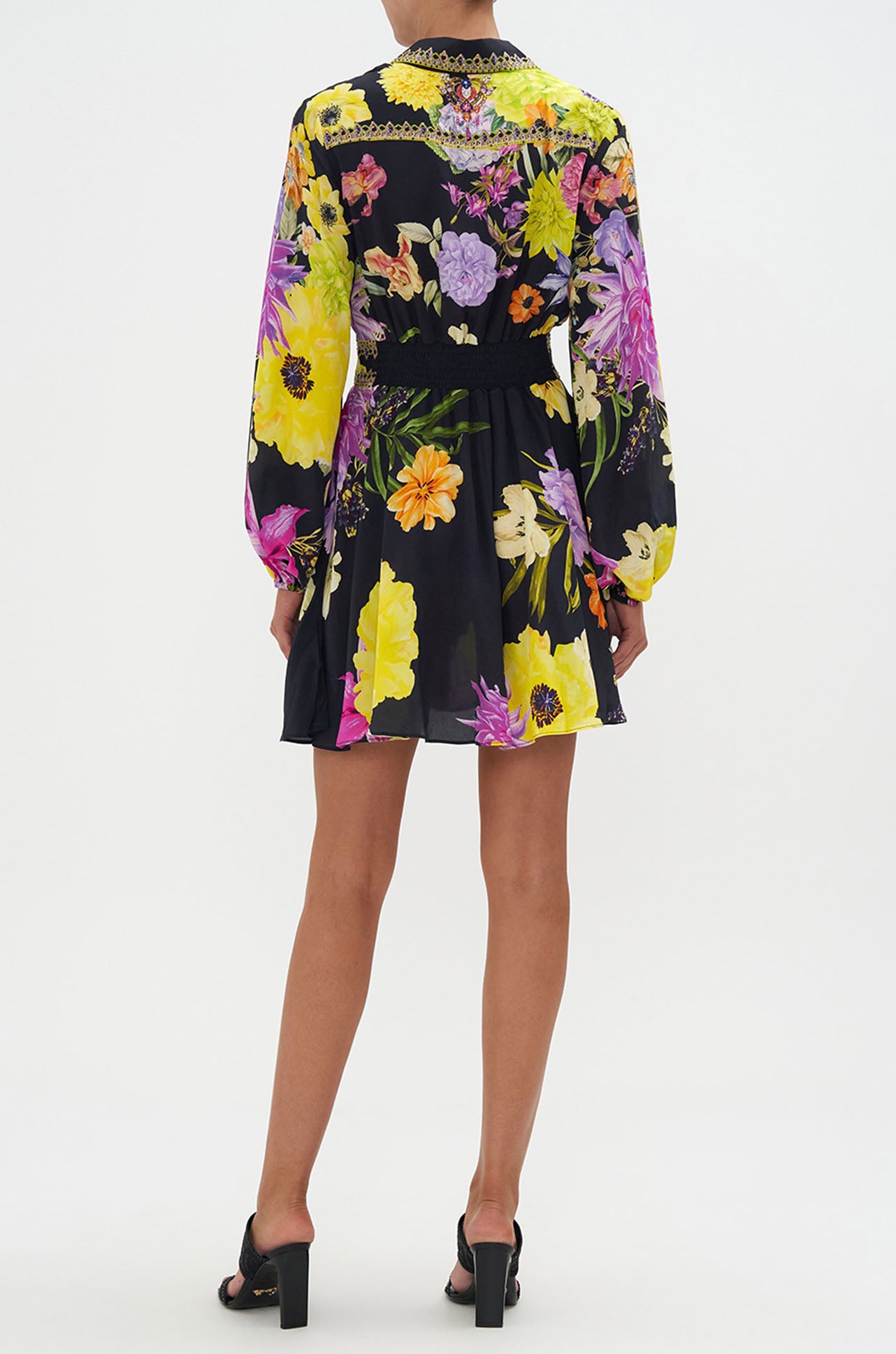 Camilla - Peace Be With You Collared Shaped Waistband Dress