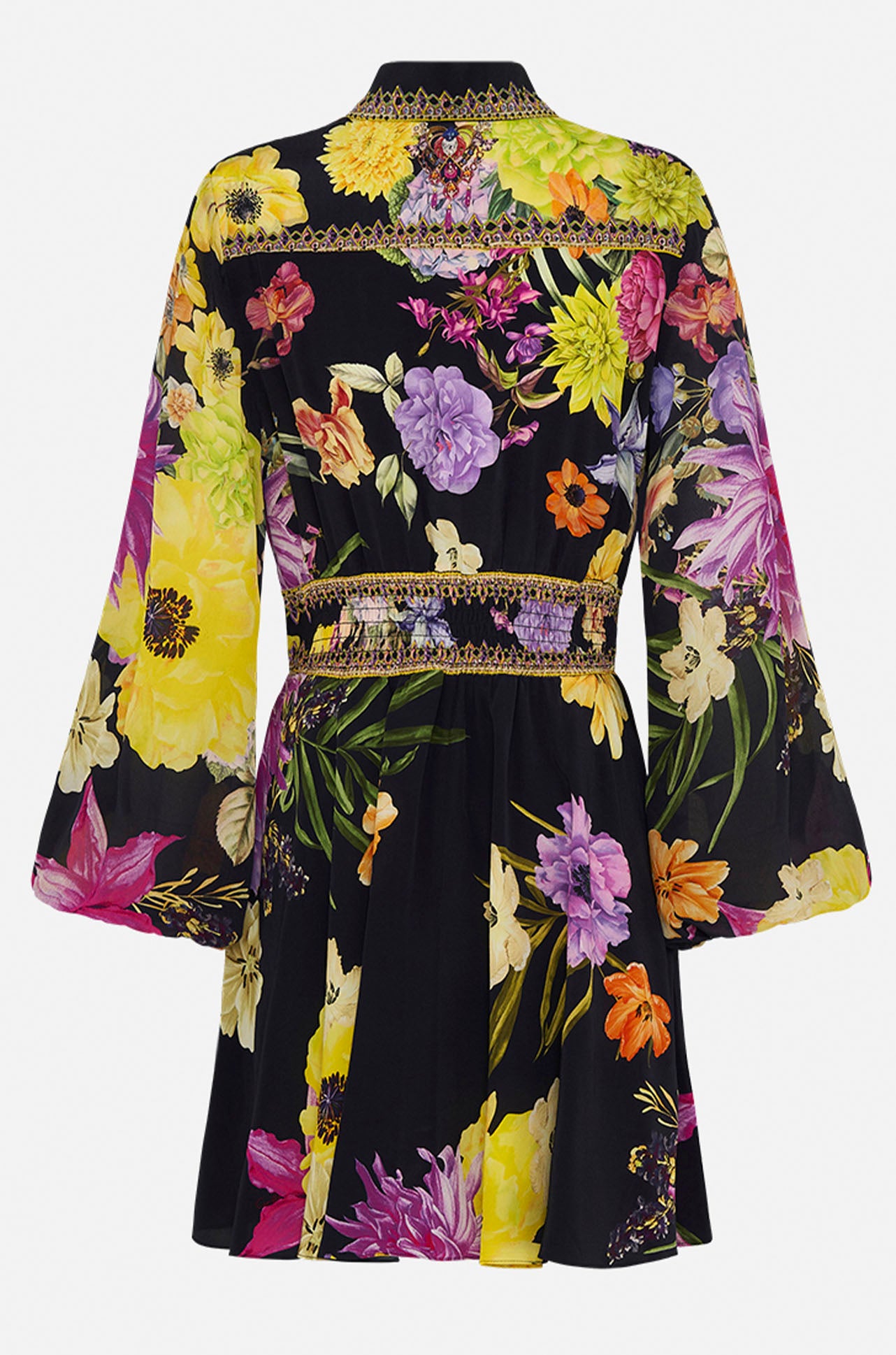 Camilla - Peace Be With You Collared Shaped Waistband Dress