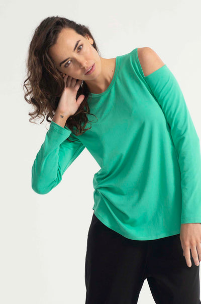 Mela Purdie - Slash Shoulder Top in Jade