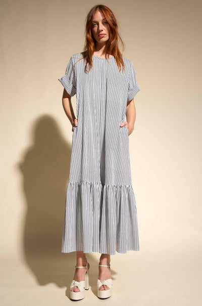 Mela Purdie - Bloom T Dress in Pencil Stripe