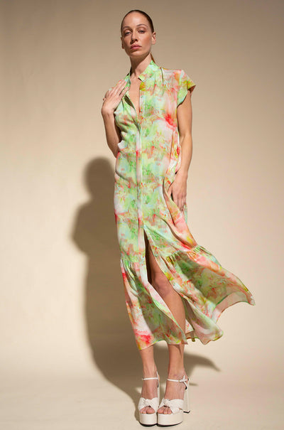 Mela Purdie - Bloom Dress in Tropical Print Silk