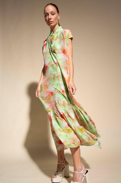 Mela Purdie - Bloom Dress in Tropical Print Silk