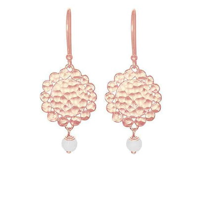 Nicole Fendel - Grateful Blossom Earrings in Rose Gold & White