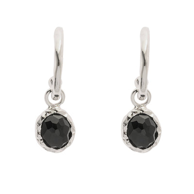 Nicole Fendel - Honor Huggie Earrings in Onyx & Silver