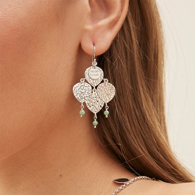 Nicole Fendel - Maya Multi Earrings in Silver & Amazonite