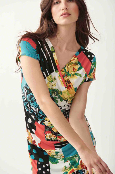 Joseph Ribkoff - Multi Print Cross-Over Dress
