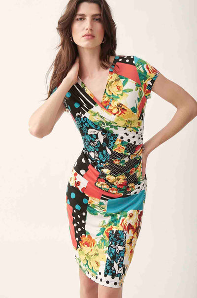 Joseph Ribkoff - Multi Print Cross-Over Dress