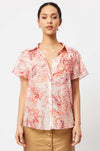 Once Was - Ayanna Pleat Detail Flounce Sleeve Shirt in Sunset Arcadia