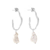Nicole Fendel - Organica Hoop Earrings in Silver & Freshwater Pearl